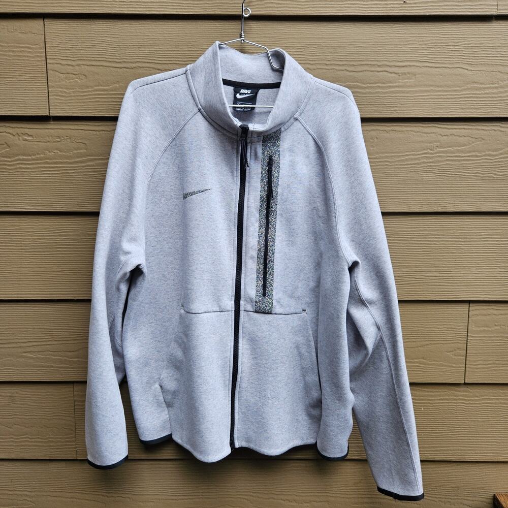 NikeTech Fleece Jacket Mens XL Heather Grey Nike Grind CJ4500-902